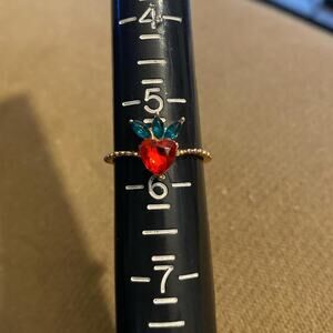Gold red strawberry ring 5.5 women jewelry dainty cottagecore fairycore